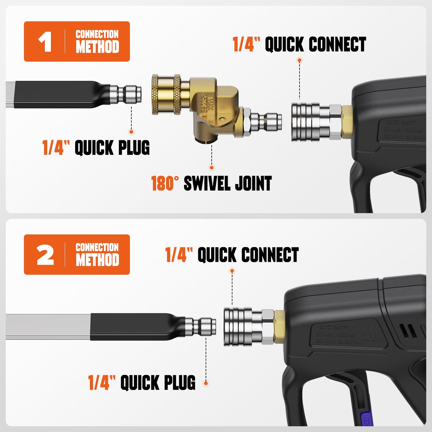 Bacchetta per la pulizia del radiatore da 61 cm, strumento per la pulizia del radiatore ad aria, attacco rapido da 1/4" e giunto girevole a 180°, adattatore per pistola ad acqua/aria per auto, camion