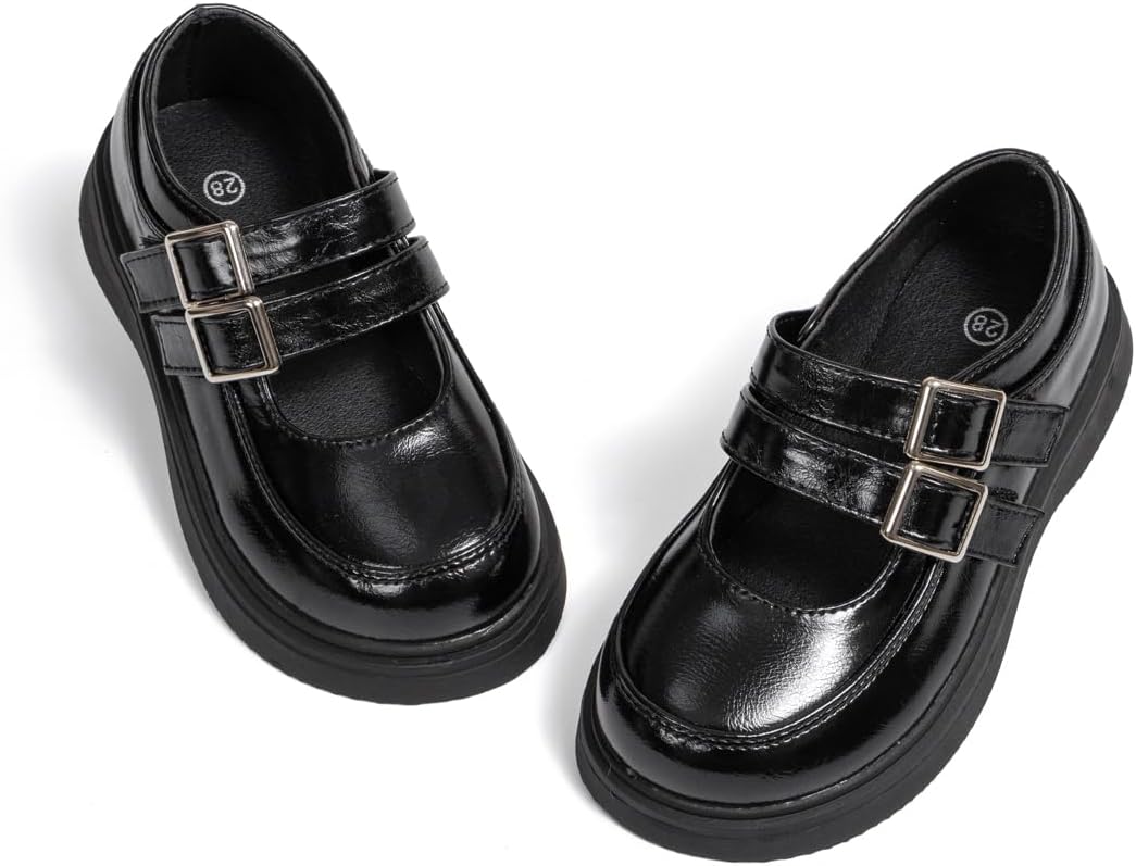 Toddler Girls Dress Shoes School Uniform Mary Jane Flats Little Kids Oxfords Comfortable Slip on Platform Flats for Wedding Party School