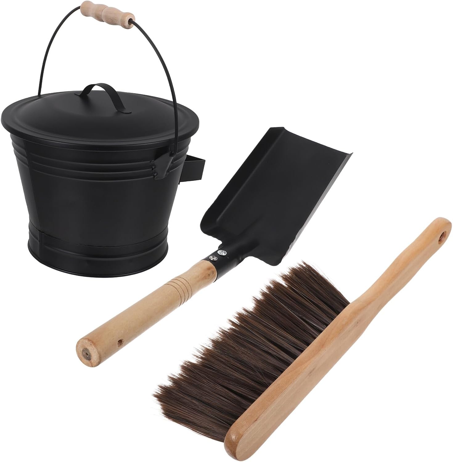 MAGICLULU Wood Stove Tool Set with 2.5 Gallon Metal Ash Bucket, Shovel and Broom Fireplace Cleaning Tools for Indoor Outdoor Fire Pits and Wood Burning Stoves