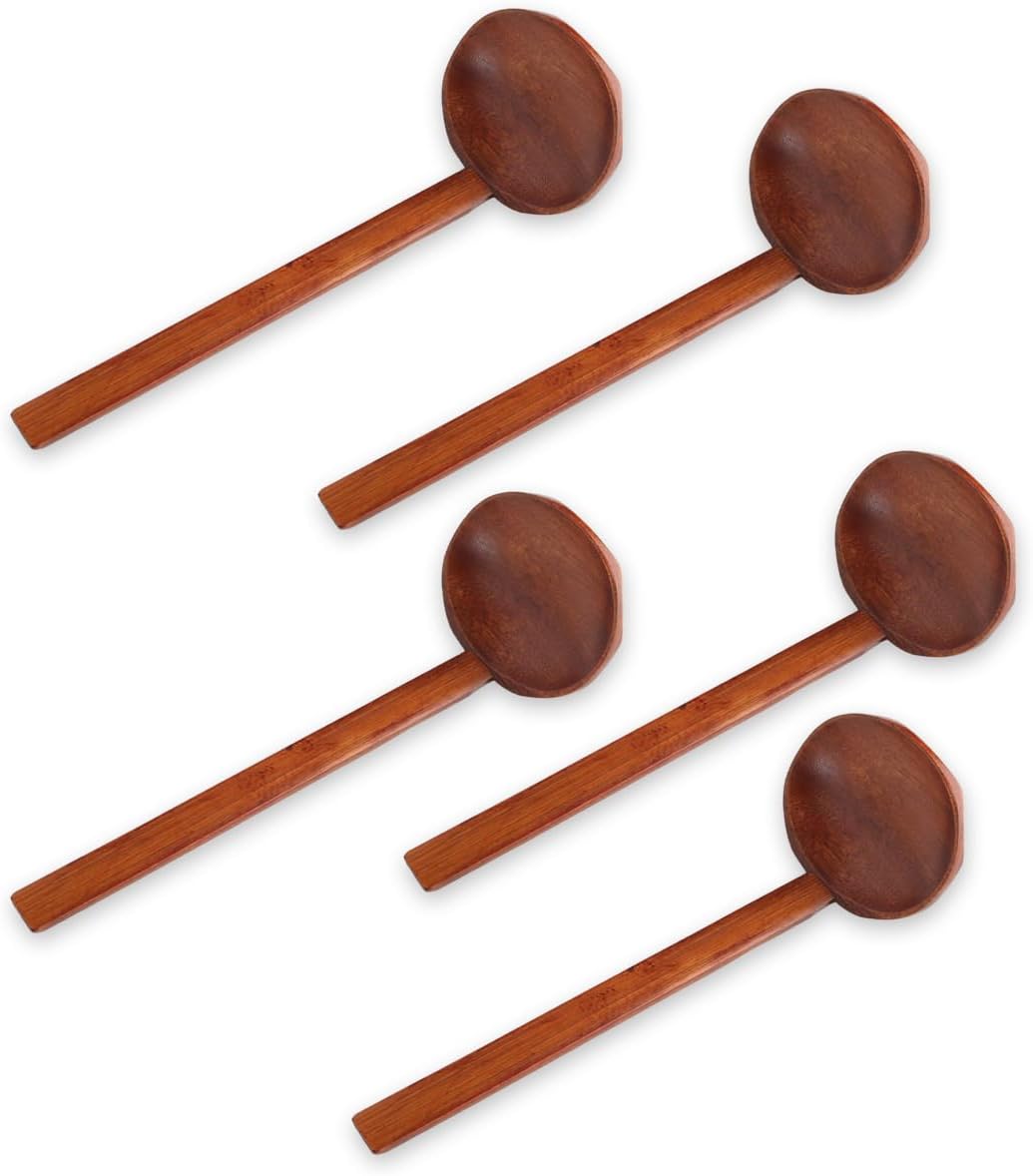 J-kitchens Wooden Tortoise Shell Ladle, Lacquer, Set of 5, 8.5 x 2.9 inches (21.5 x 7.3 cm)