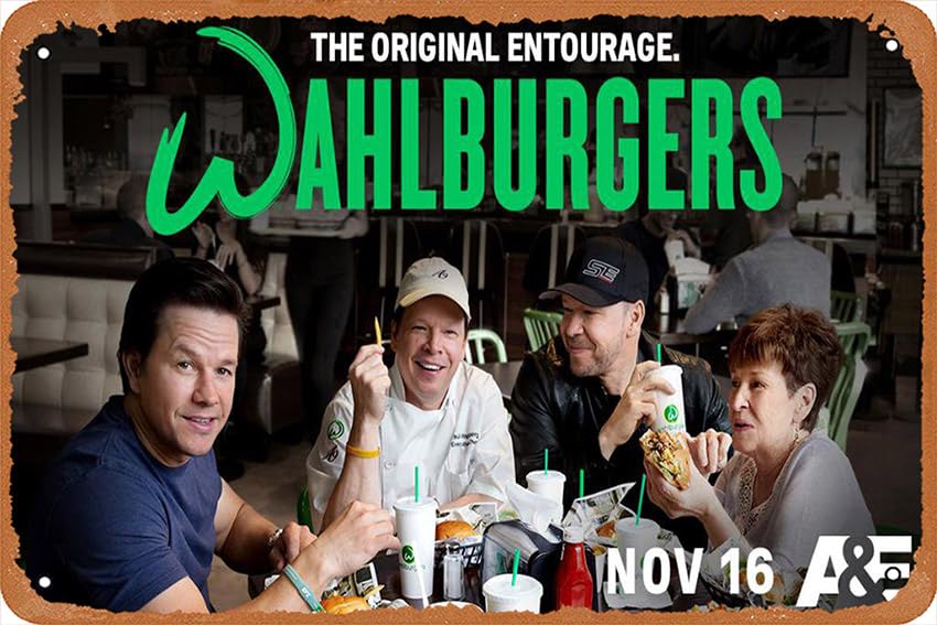 Wahlburgers TV Series Poster Retro Metal Tin Sign for Home Coffee Restaurant Bar Pub Shop Wall Decor 8x12 Inch