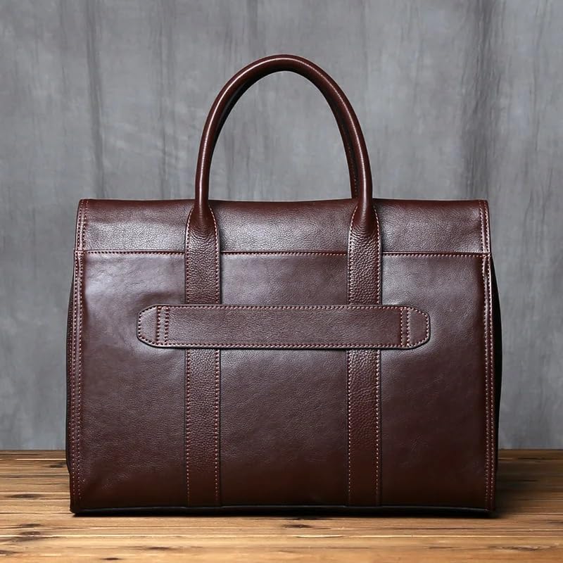 Vintage Leather Men's Briefcase Cowhide Handbag Casual Men Bag Wearable Luggage for 14 Inch Laptops3
