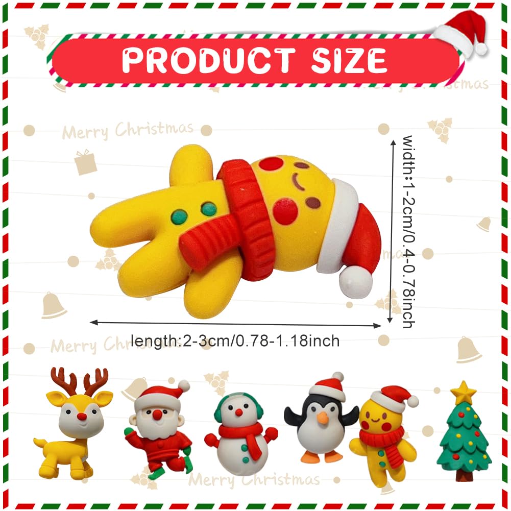 Gukasxi Lot de 6 gommes de Noël fantaisie en forme de dessin animé, ensemble de gommes en caoutchouc mignonnes en forme de puzzle