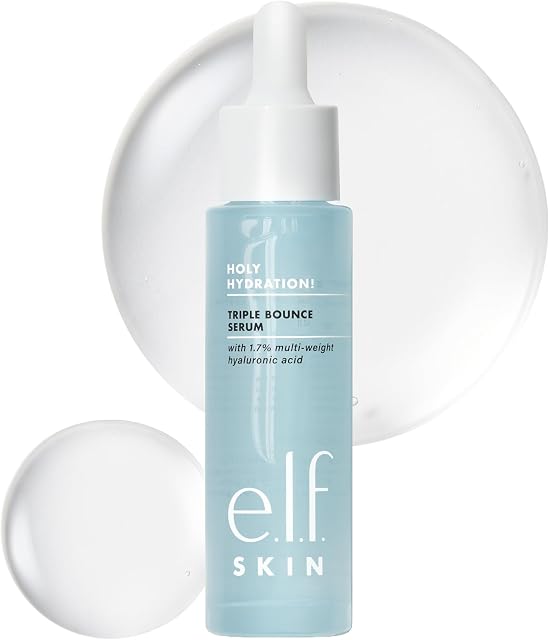 e.l.f. SKIN Holy Hydration! Sérum Triple Bounce, Sérum à 1,7% d'Acide Hyaluronique pour une Peau Élastique et Rebondie, Hydratant & Nourrissant, Végétalien & Non-Testé sur les Animaux