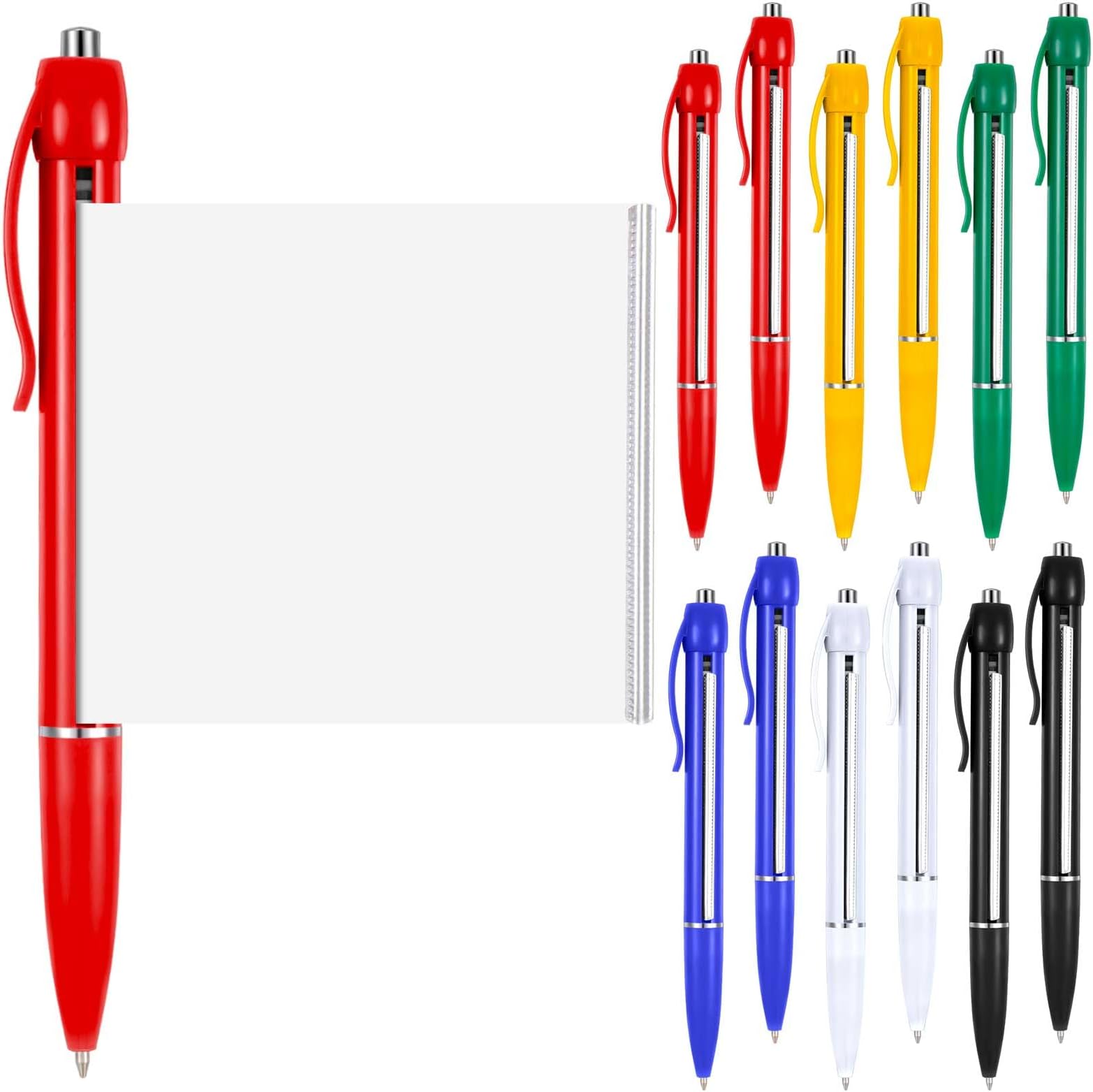 12 Pcs Retractable Pullout Banner Pen Bulk for School Office Ballpoint Pen with Paper Scroll Inside, 6 Colors