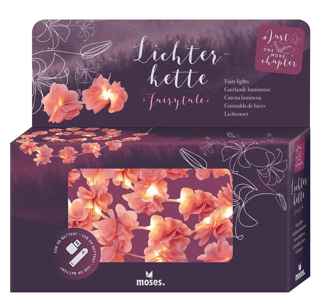 Guirlande lumineuse avec 20 LED blanc chaud et fleurs roses en tissu