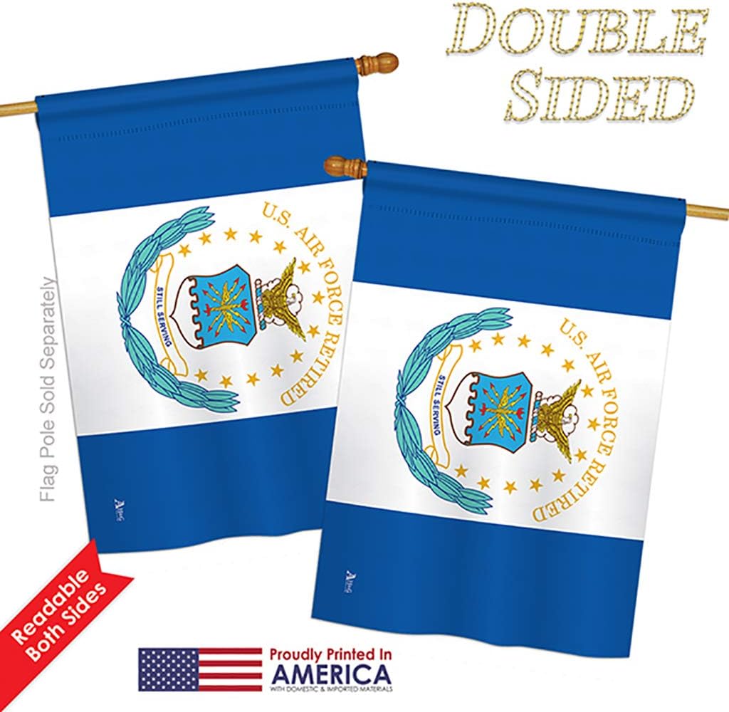 Air Force Retired House Flag Armed Forces USAF United State American Military Veteran Retire Official Small Decorative Gift Yard Banner Double-Sided Made In USA 28 X 40