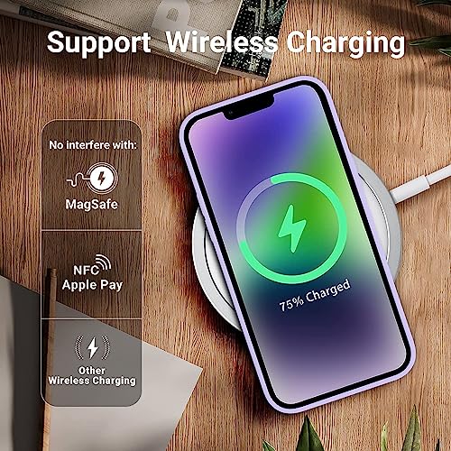 Image of DIZORO Compatible with iPhone 13 Case, Liquid Silicone Case, Full Body Protective Cover, Shockproof, Slim Phone Case, Anti-Scratch Soft Microfiber Lining, 6.1 inch - Purple