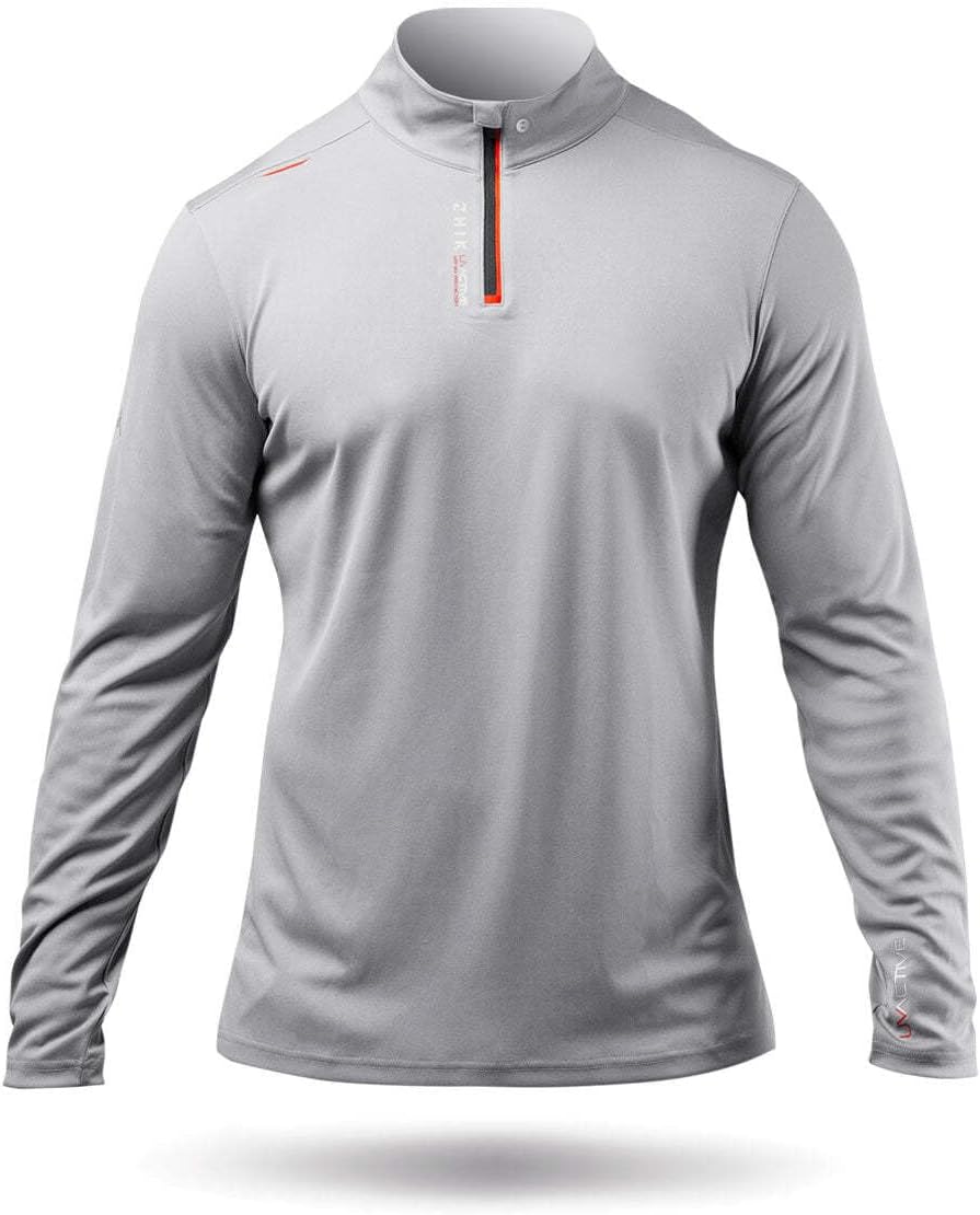 Zhik Mens ZhikDry UV Long Sleeve Polo - Grey - Thermal Warm Heat Layer Layers Lightweight UV Sun Protection and SPF -