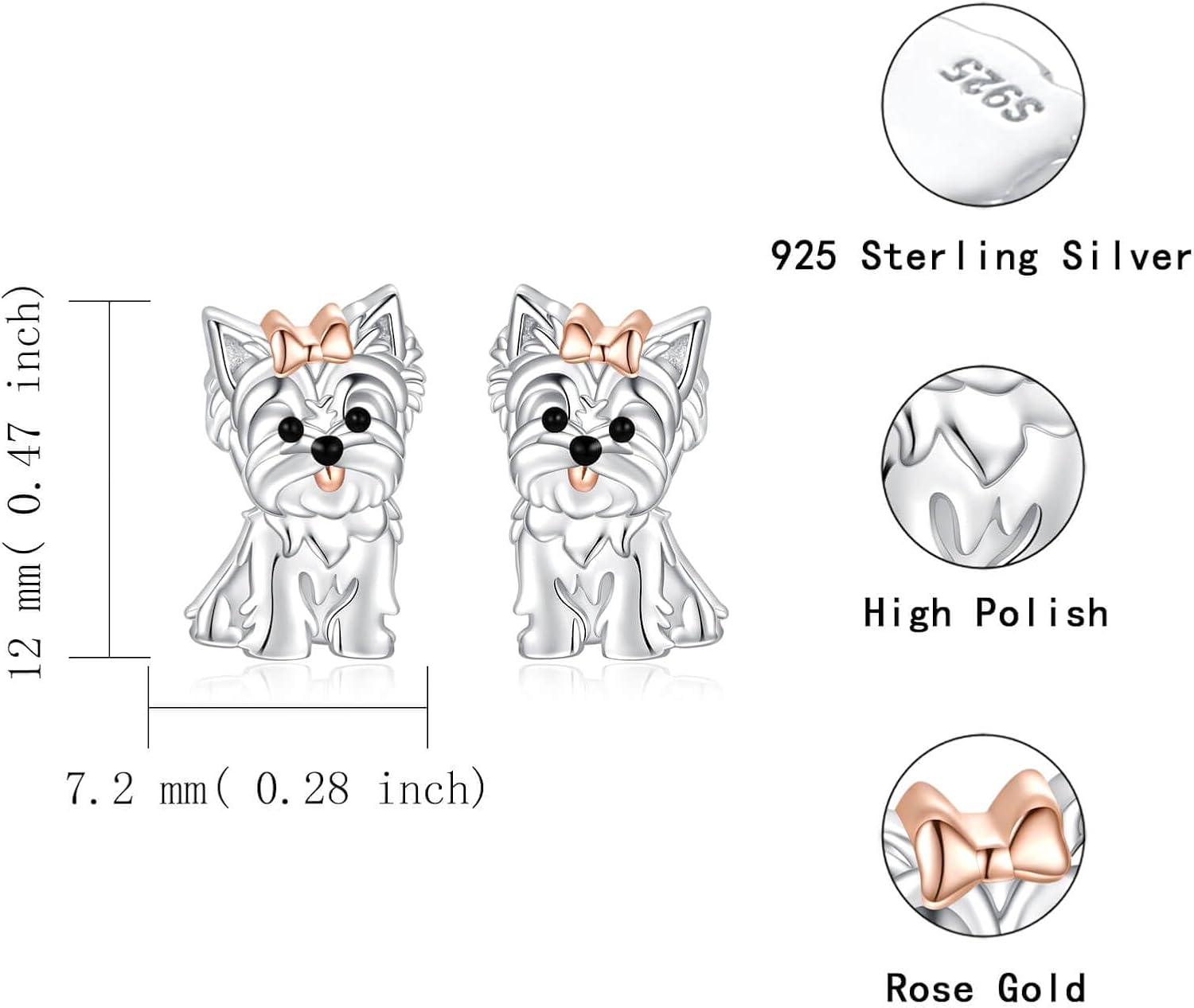 Dog Stud Earrings 925 Sterling Silver-Cute Puppy Earrings for Women-Hypoallergenic Dog Jewelry Gifts for Young Ones