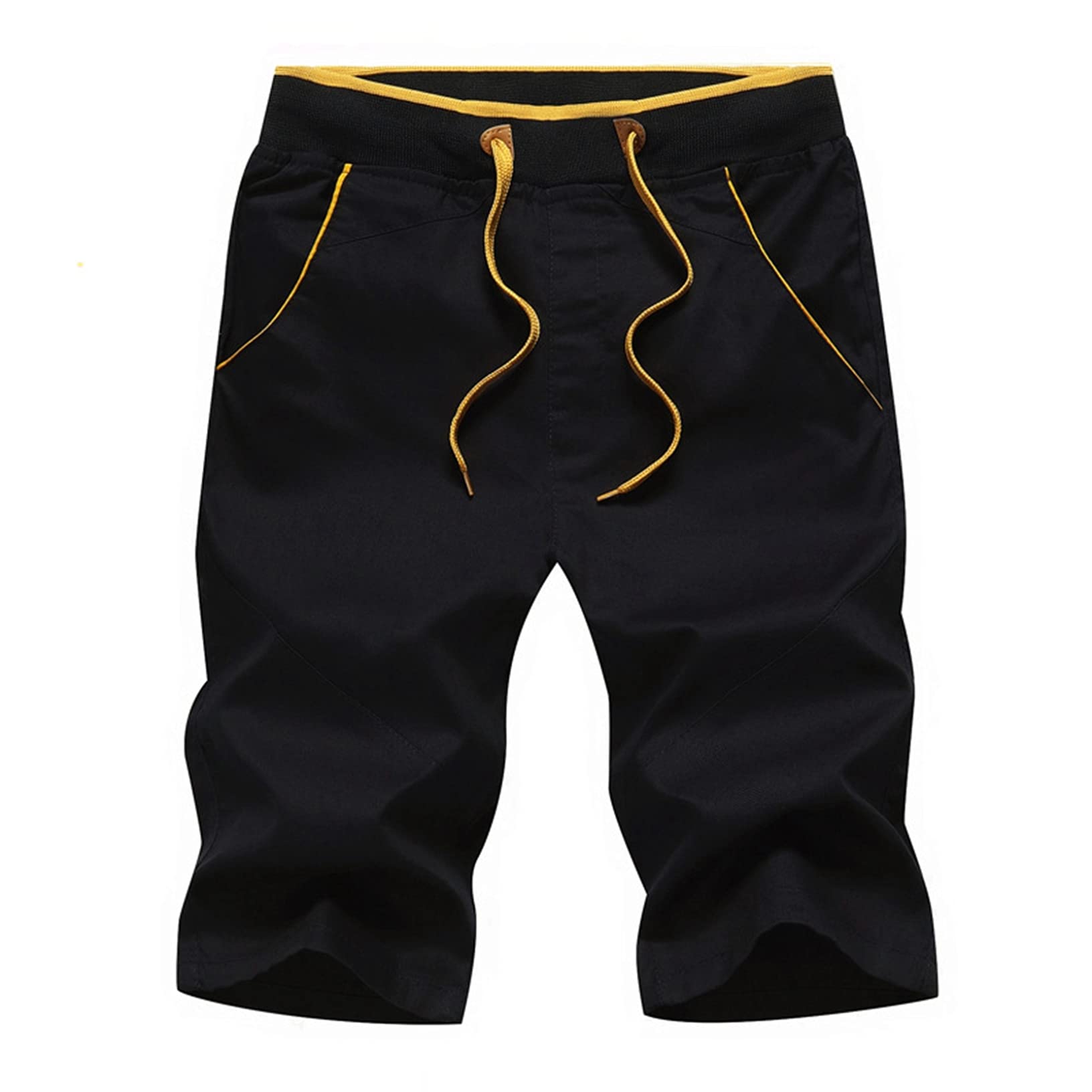 Five-Point Shorts Mens Succinct Style Summer Solid Color Cozy Trousers Leisure Wear Youth Daily Shorts Black