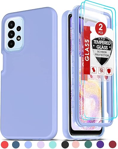 LeYi Funda para Galaxy A23 5G funda para Samsung Galaxy A23 con 2 protectores de pantalla de vidrio templado cuerpo completo a prueba de golpes