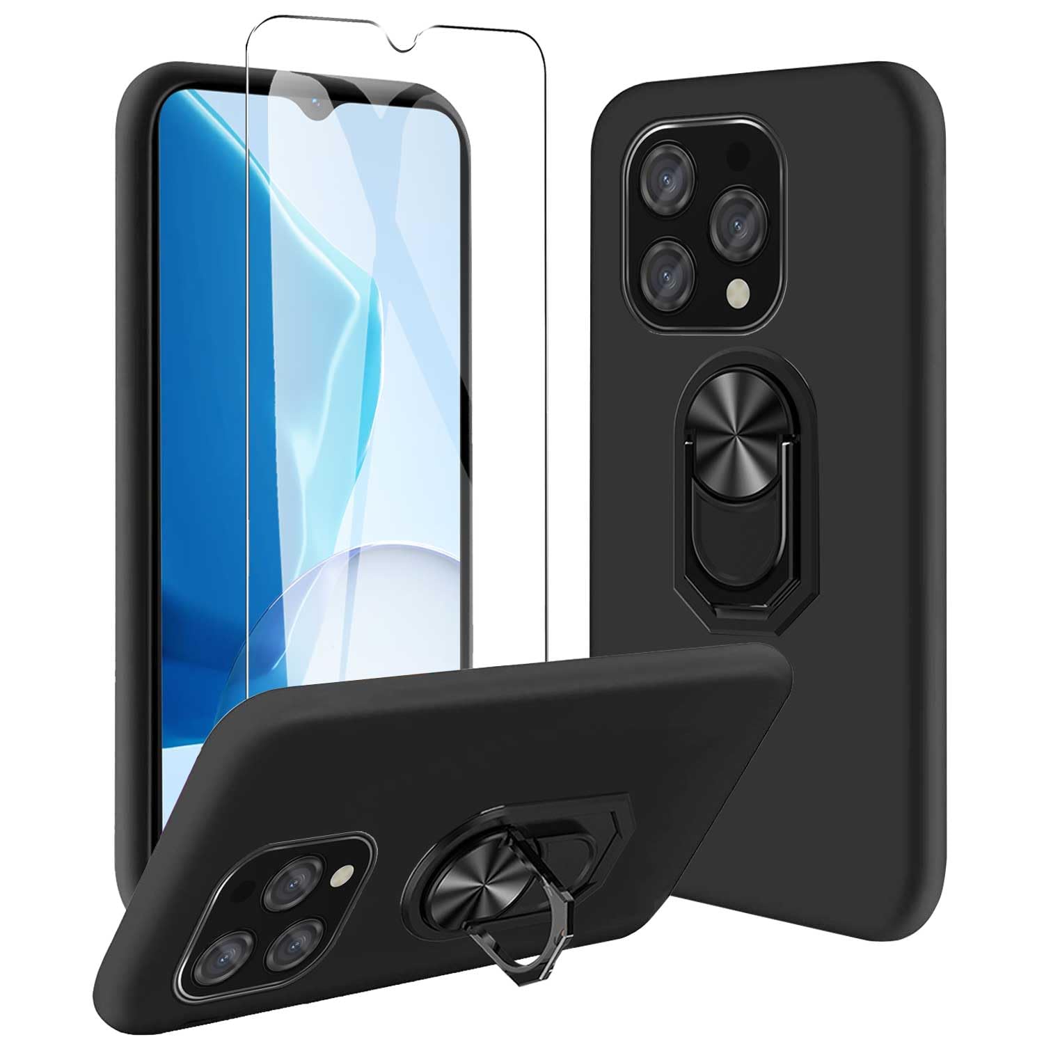 Kit Protezione Per Doogee N55 Plus: Cover Morbida In Silicone TPU Nero + Pellicola In Vetro Temperato Trasparente (6,56 Pollici)