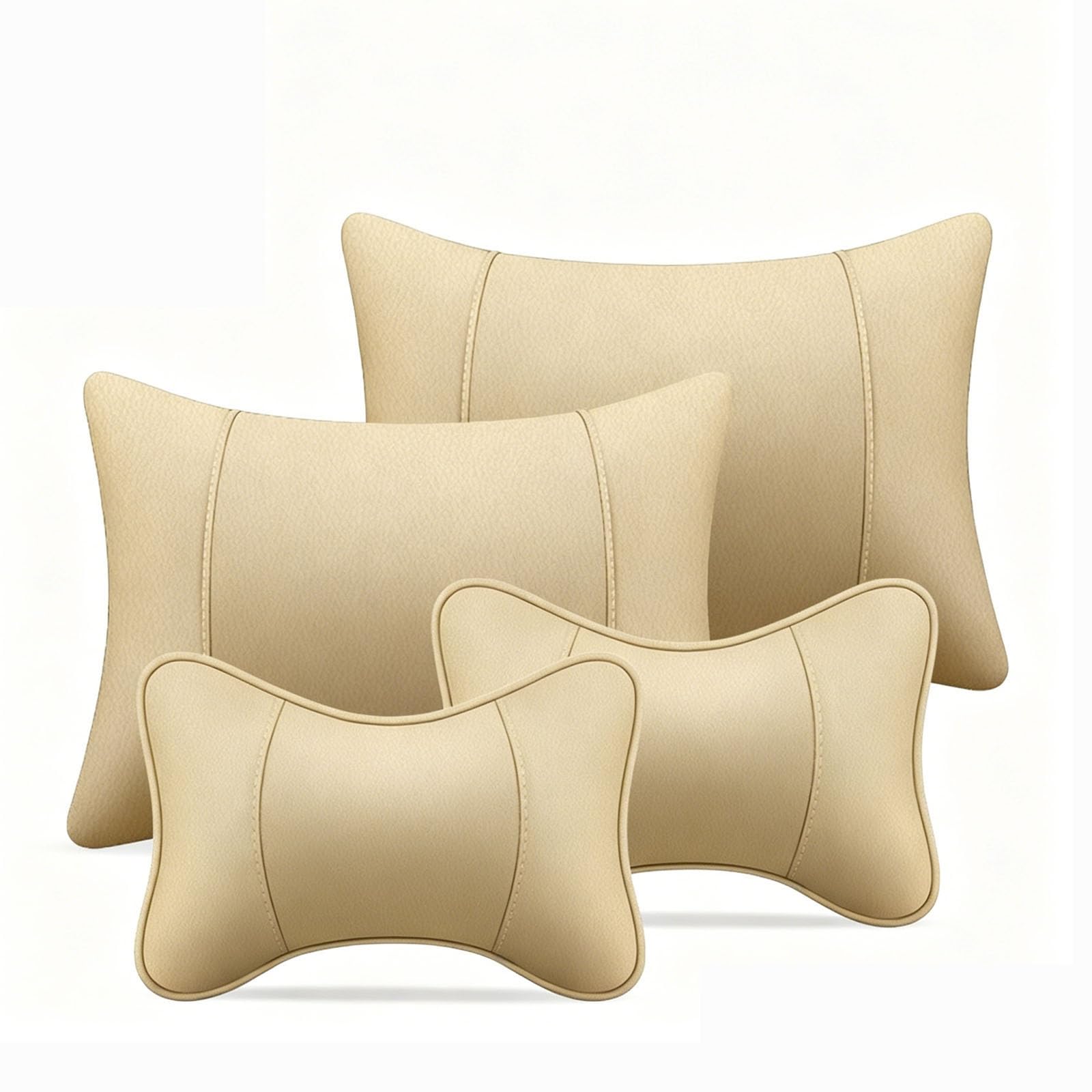 Poggiatesta Auto, per Renault Captur 2013-2022 2023 2024 2025 X81 X82 Cuscino Cervicale Auto e Supporto Lombare Ergonomico Kit Cuscini Sedile Auto Viaggio,Beige