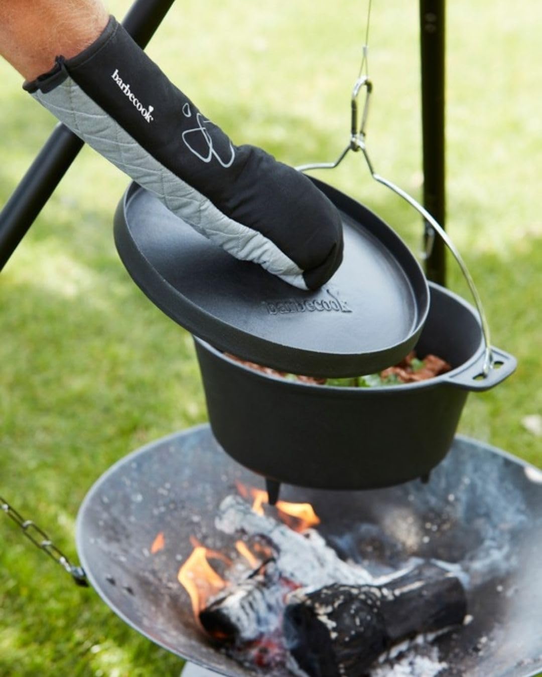 Barbecook Junko cocotte, marmitte en fonte, accessoire pour le barbecue bois, 9L, Noir