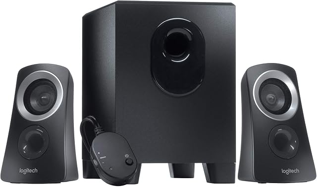 Logitech Z313 2.1 Multimedia Speaker System with Subwoofer, Full Range Audio, 50 Watts Peak Power, Strong Bass, 3.5 mm Audio Inputs, EU Plug, PC/PS4/Xbox/TV/Smartphone/Tablet/Music Player - Black