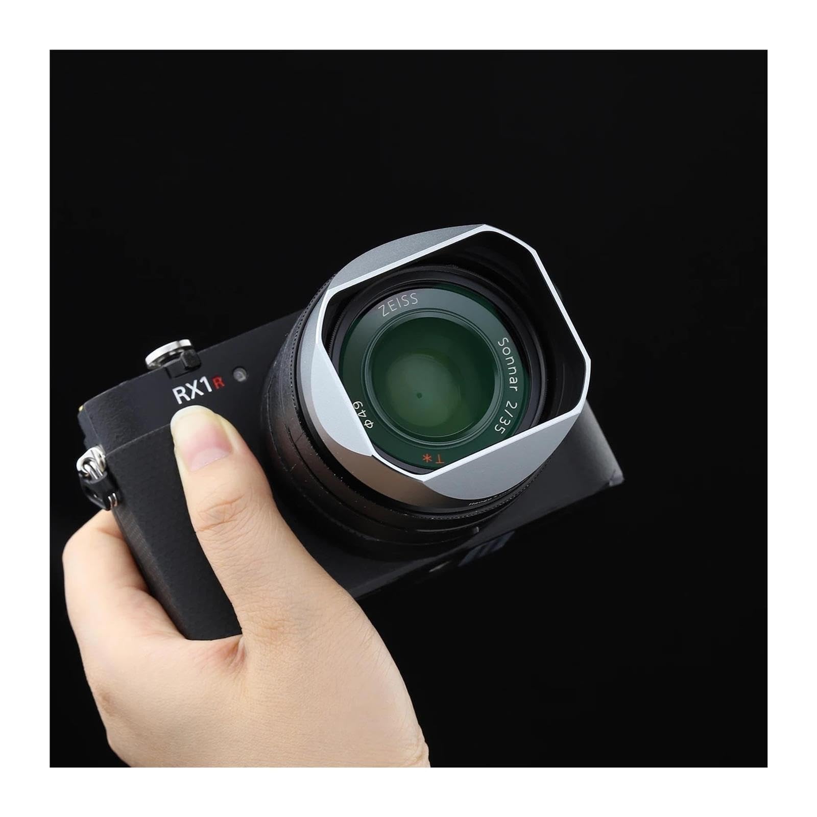 Pare-Soleil carré en métal, Compatible avec Sony, RX1R3 / RX1M2 / RX1 FE 40mm F2.5 G FE 50mm F2.5 G 24mm.8, Abat-Jour d'objectif sur A7CII A7CR A7R4(Silver)