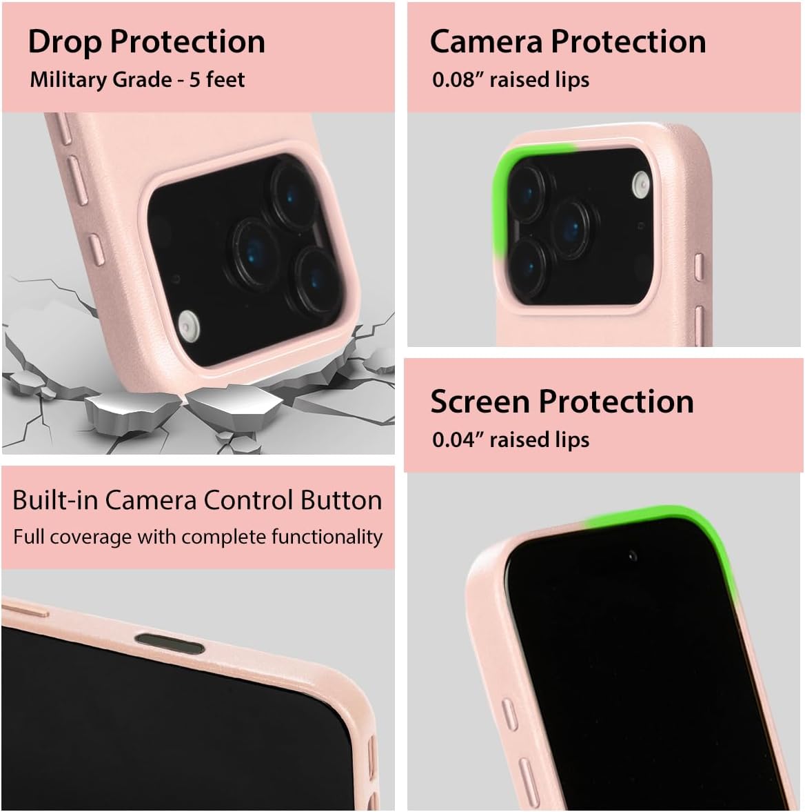 alto Case Compatible with iPhone 17 Pro Max 2025, Magnetic Italian Leather Case Compatible with Apple MagSafe, Clop Series Drop Protective Case (iPhone 17 Pro Max, 6.9 inch, Misty Pink)