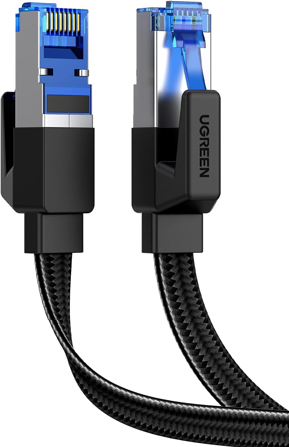 UGREEN Ethernet Cable 0.5M, Cat 8 Internet Cable Flat High-Speed 40Gbps 2000Mhz Network Cable, Gigabit Braided RJ45 LAN Cable Patch Cord Compatible for PC/Laptop, PS5, Xbox, Modem, Router, Switch,TV