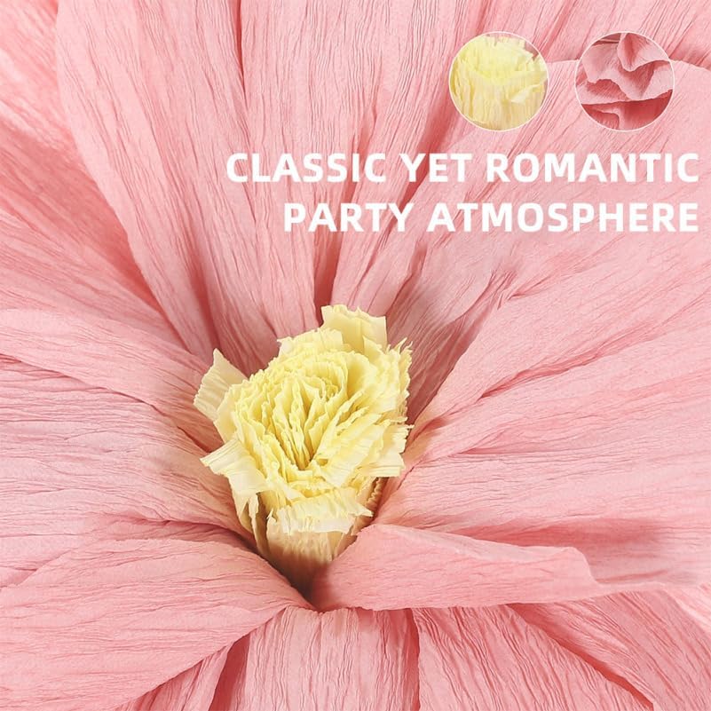 MAGICLULU 10pcs Pink Crepe Paper Flowers, 10 Inch Large 3D Floral Wall Decor for Wedding Party and Baby Shower, DIY Handmade Peony Decorations for Nursery, Backdrop Ornaments for Home Events