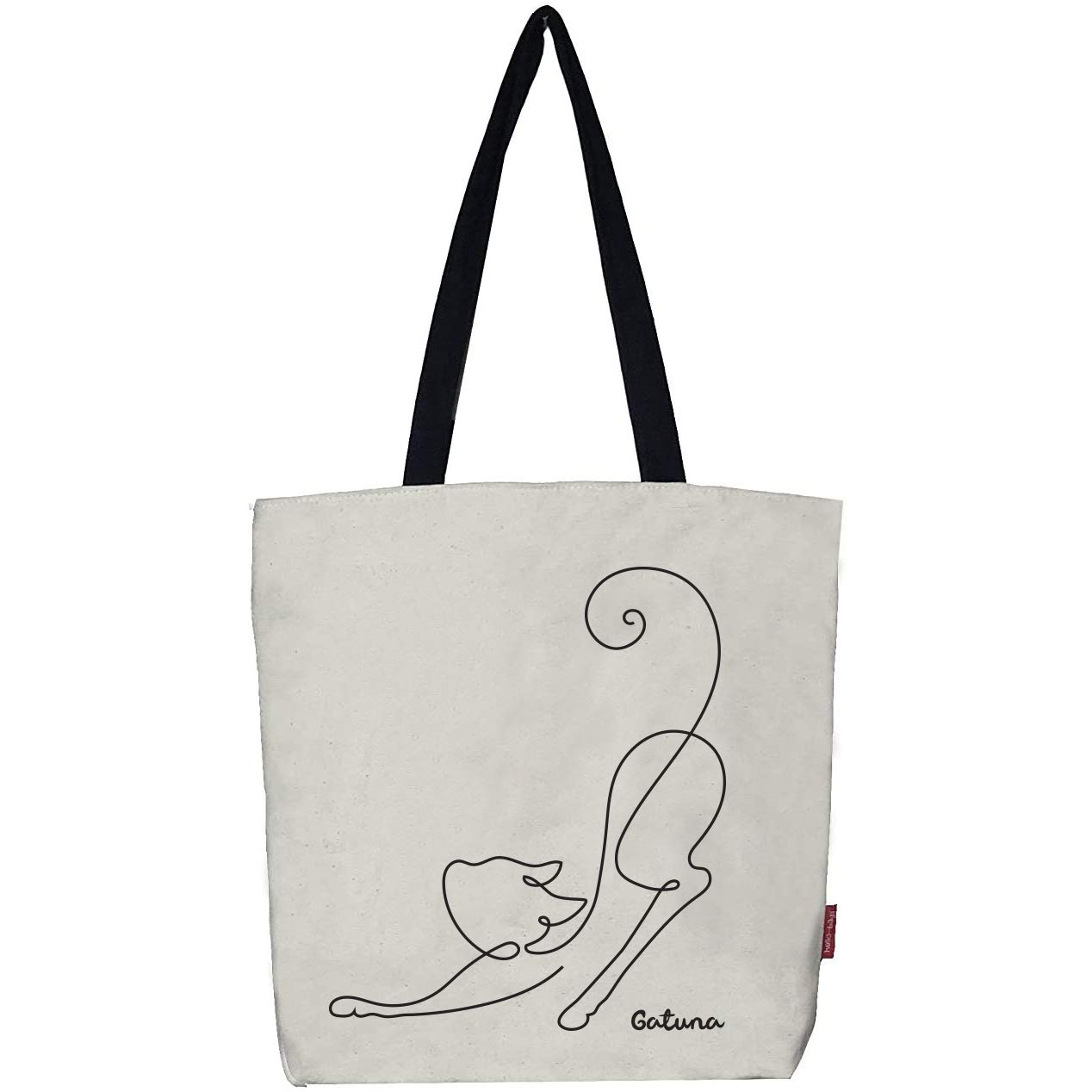 hello-bagsWomen's Bn-003-cat Tote Bag with Zip and Lining, Ecru, 3738 cm