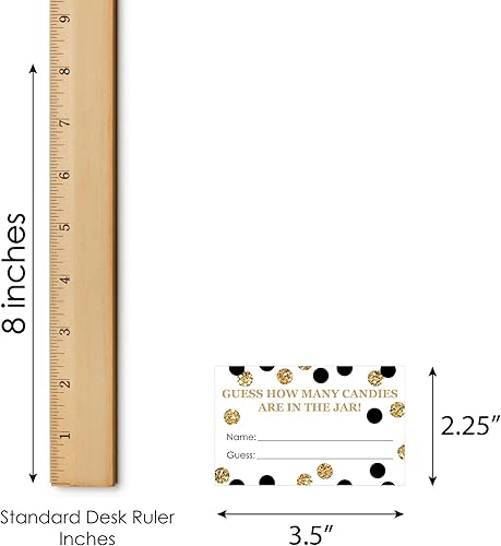 Miniatura 7 de Big Dot of Happiness Juego de fiesta de cumpleaños número 50 para adultos, dorado, cuántos caramelos, 1 soporte y 40 tarjetas, juego de adivinanzas