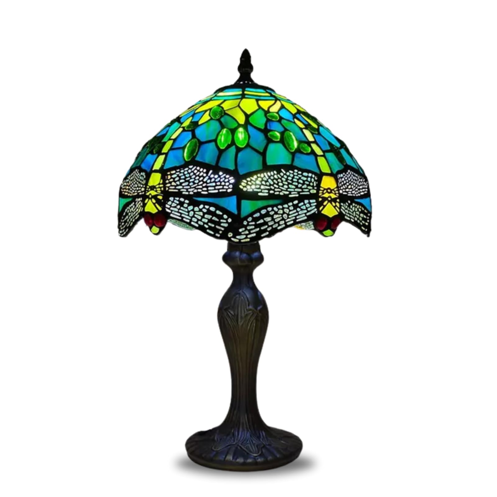 TIFFORA Tiffany Style Table Lamp, 10 Inch Stained Glass Shade Lamp, Decorative Table Lamp for Bedroom