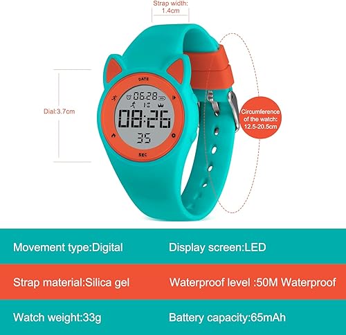 Vista 21 de L LAVAREDO Reloj de pulsera digital para niños de 3 a 12 años, sin Bluetooth, alarma, calorías, podómetro, conteo de pasos