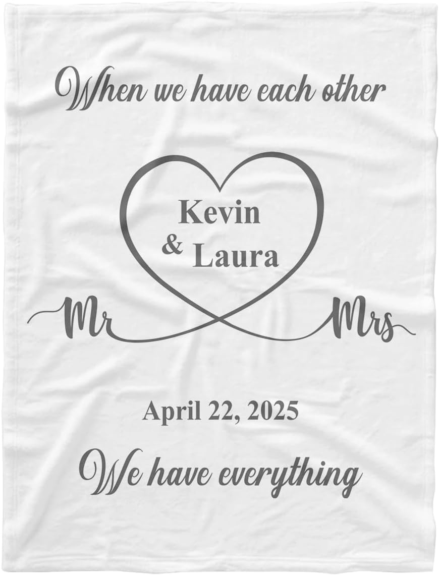 Personalized Wedding Couple Blanket, Gift for Wife Husband Her Him Girlfriend Boyfriend Mrs Mr, Fleece Sherpa Blankets 30x40 50x60 60x80 NQ5621533