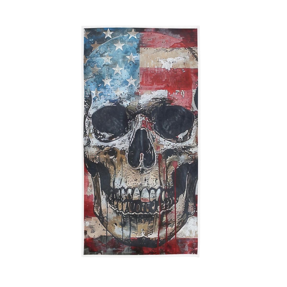 LSRCPD Skull Dyed American Flag Hand Towel, Multipurpose Soft Towels for Hand, Face, Hair, Bath 15 x 30 Inches