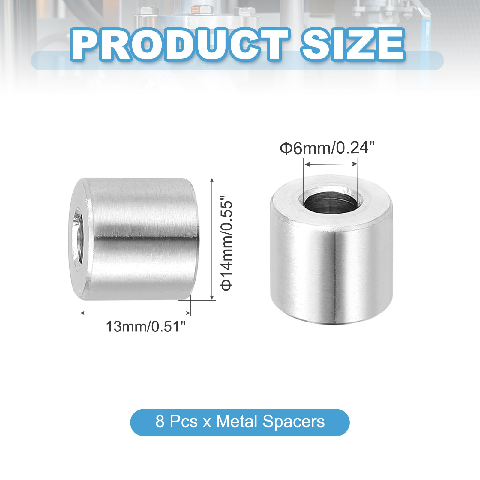 PATIKIL 8 Pcs Stainless Steel Spacers - Image 2