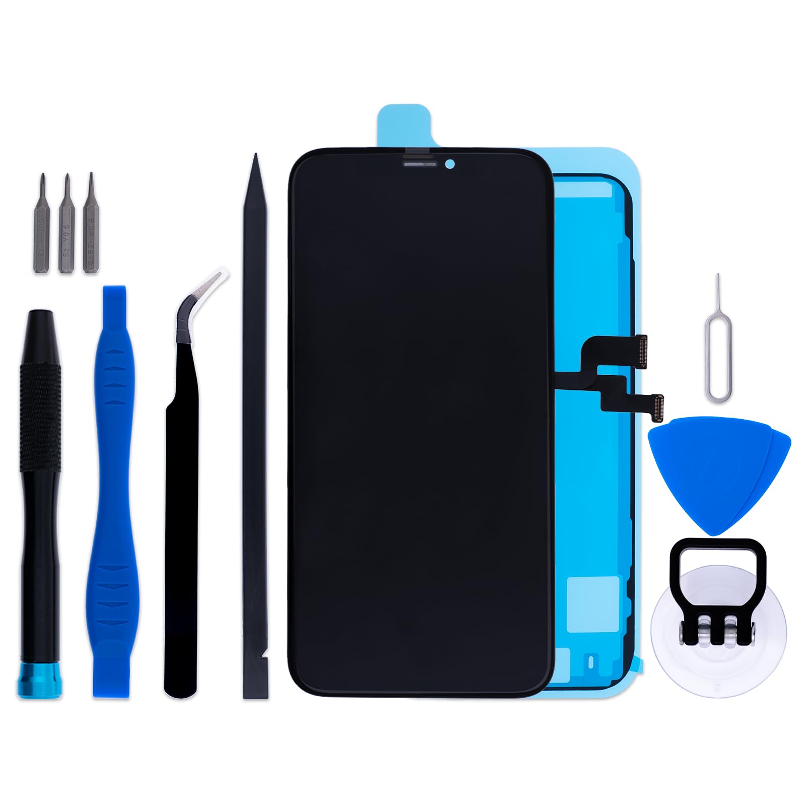 for iPhone X Screen Replacement Kit, 5.8" LCD Display 3D Touch Digitizer Assembly with Frame Adhesive and Repair Tools (Model A1865/A1901/A1902/A1903)