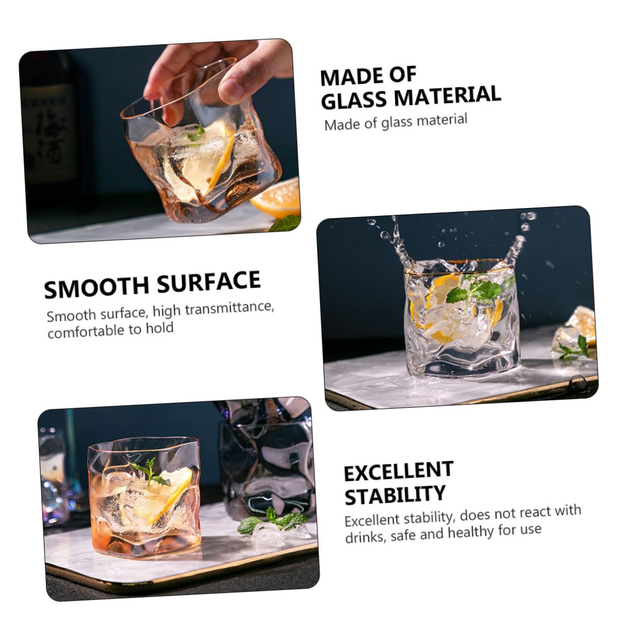 2piezas Vasos De Vidrio para Whisky De Copa De Vino y Cerveza Bebida Transparente para Bar y Hogar para Fiestas y Reuniones