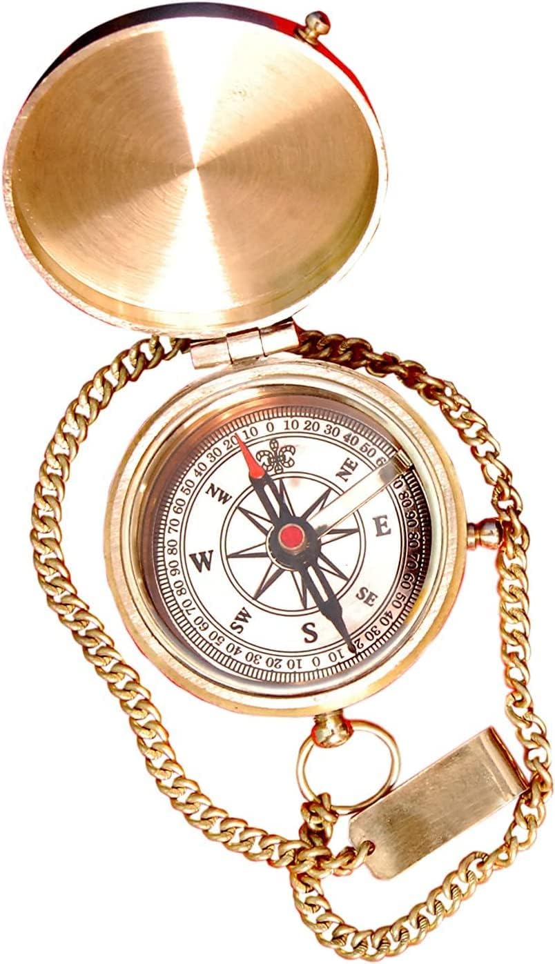 Brass Compass 'Not All Those Who Wander are Lost' Personalized Compass with Leather Case - Inspirational Compass for Wanderer Traveler Graduation Gift Birthday Gift Travel Gift
