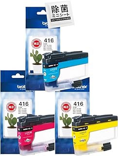 【純正品 3色セット】 ブラザー インクカートリッジ LC-416 C/M/Y（シアン/マゼンタ/イエロー） 3色セット 対応機種： DCP-J4140N/MFC-J4440N/MFC-J4540N/MFC-J4940DN 他 除菌ミニシート
