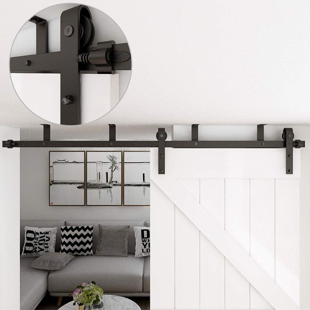 WOLFBIRD 15FT/457CM Binario per Porta Scorrevole Accessori Collegabile al soffitto kit ferramenta con staffa a L Ferramenta per porte scorrevoli stile di montaggio superiore - Forma J