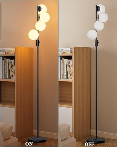 Miniatura 7 de Lightdot Lámpara de pie de globo regulable de 64 pulgadas (brillo ajustable), lámparas de pie negras con 4 bombillas G9 de 3000 K, cuidado de ojos