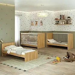 Berço 3 em 1 para Colchão 60 x 130 cm Multimóveis Mp0527g - Madeirado/branco