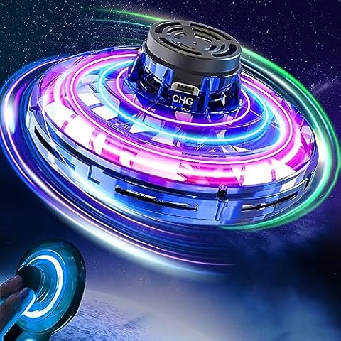 Flying I Fly Spinner, Fidget Spinner Flying Toys, Mini Fly UFO Hand Controlled Boomerang Drone, Cool Stuff Gadgets Gifts for Kids Boys Girls Teens 8 9 10+ Year Old Indoor Outdoor (Blue) Cover