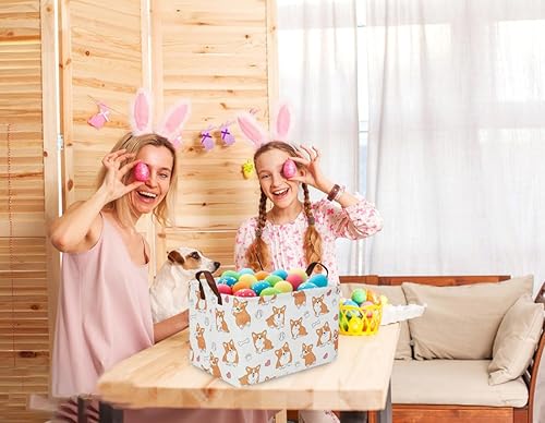 Miniatura 3 de Essme Cesta rectangular de Pascua para perro, contenedor de juguetes para perros, canasta de almacenamiento para perros con asas para decoración de