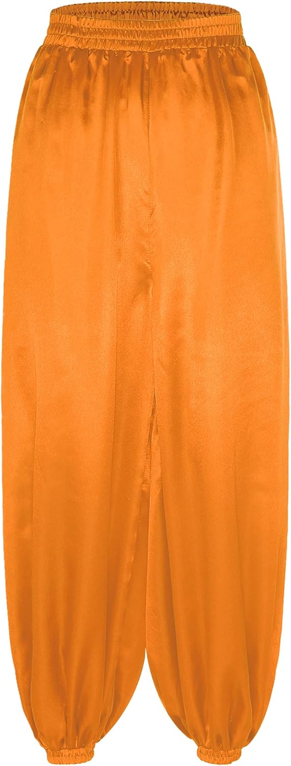 Men Arabian Prince Costume Satin Pants Loose Bloomers Trousers Belly Dance Harem Pants