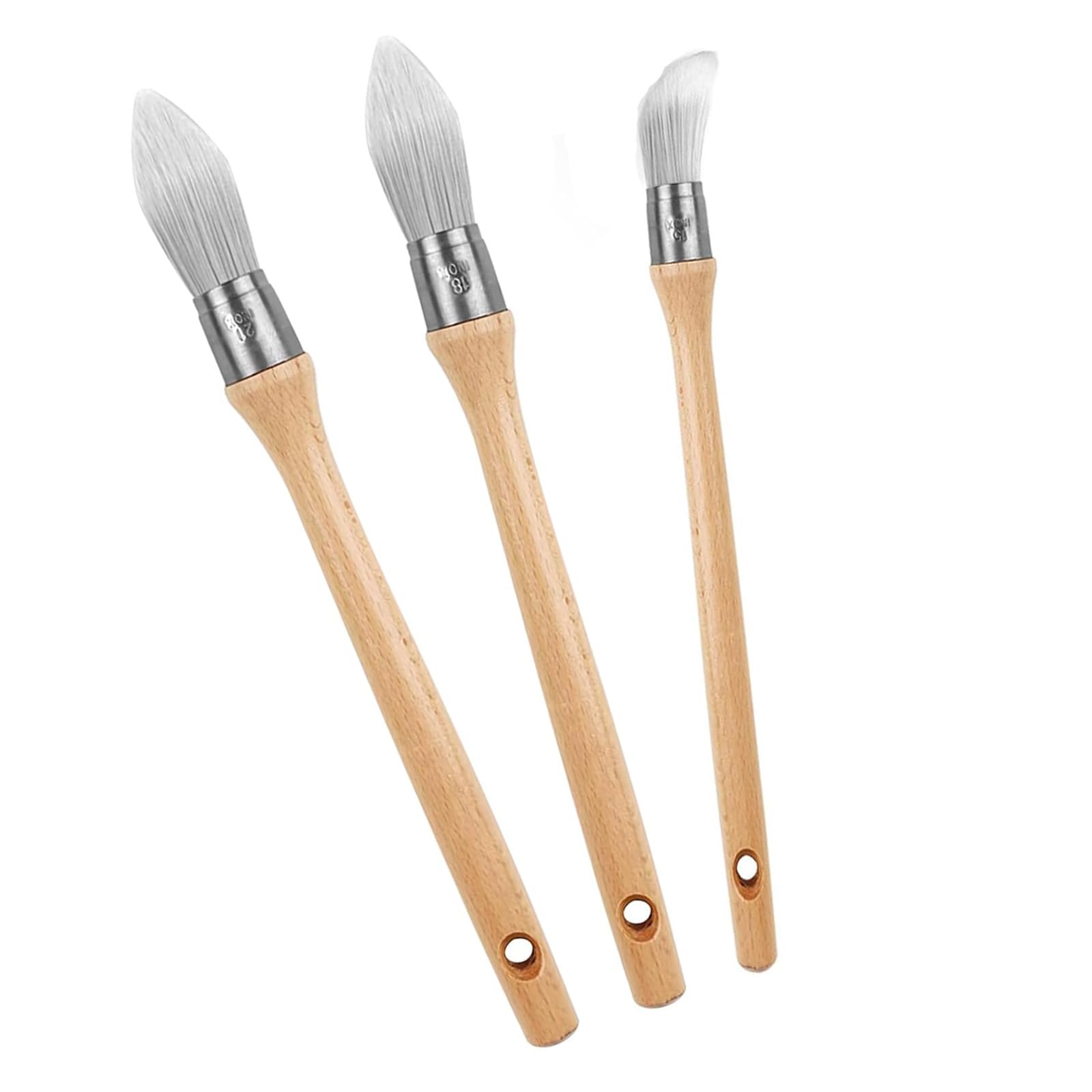 Set de 3 Pincel Redondo Brochas Sintéticas Puntiagudas Brocha Pintura para Muebles de Madera Decoración del Hogar y Ventanas