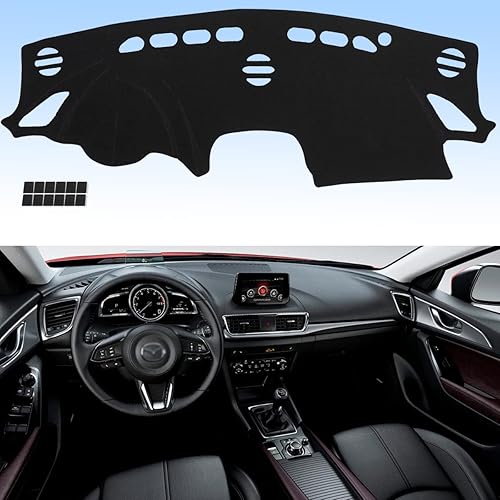 Miniatura 32 de AUQDD Alfombrilla de Cubierta para Tablero Compatible con Hy-undai Santa Fe 2013 2014 2015 2016 2017 2018, Alfombrilla de Tablero de Franela Negra