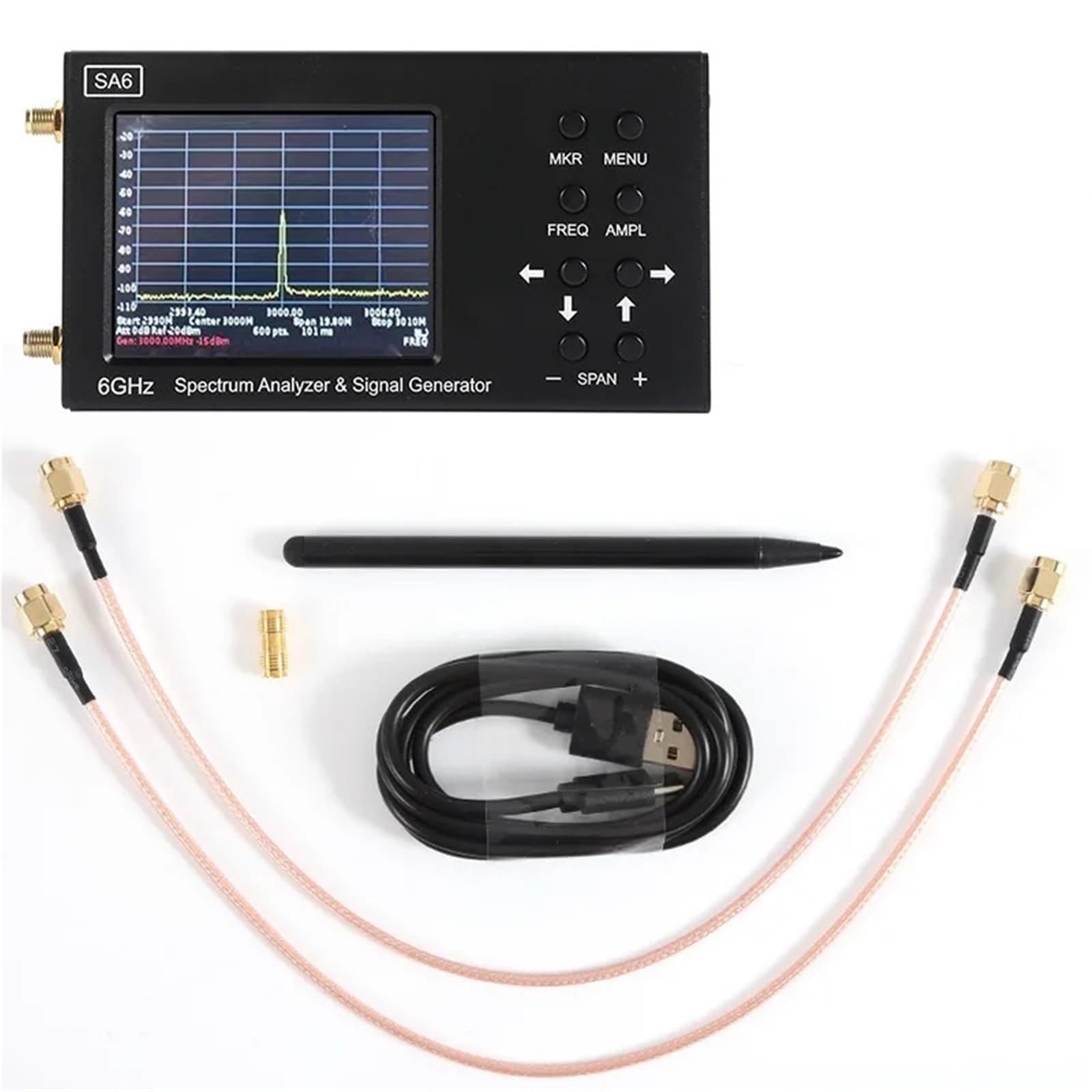 Analizador de espectro portátil SA6 de 6 GHz, explorador de espectro, generador de señales con seguimiento de 6,2 GHz y pantalla táctil. Analizador de antenas