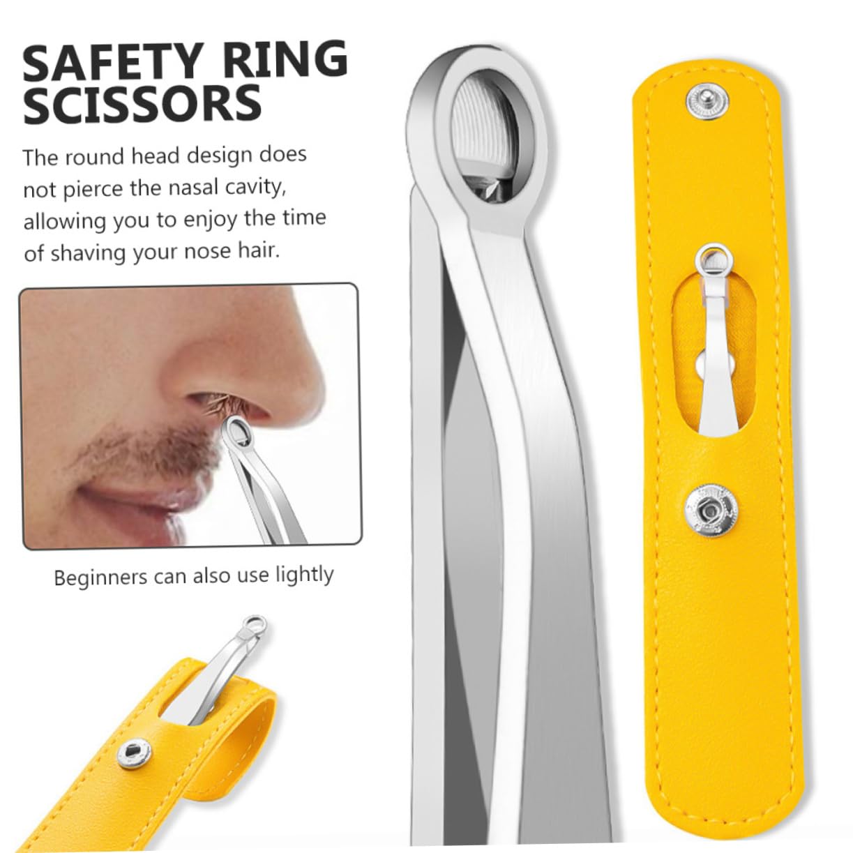 Gogogmee 2 Sets Nasal Hair Tweezers Stainless Steel Yellow Portable Nose Hair Cutter Tweezer for Nose Hair Nose Trimmer for Men