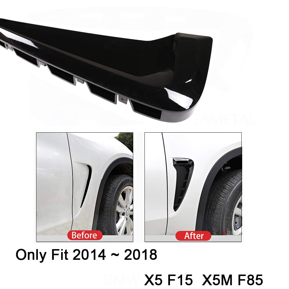 Condition photo showing New/Like New for 2pcs for bmw x5 side vent trim f15 x5m f85 fender side vents mesh abs sticker hole shark grille (black)