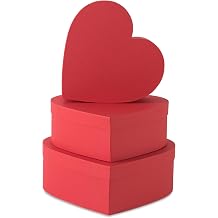 Soul & Lane Red Heart Shaped Gift Boxes with Lids Set of 3 Cardboard Heart Shaped Boxes for Flowers, Chocolates, and Presents, Large Gift Box for Flower Arrangements and Valentines Day Gifts