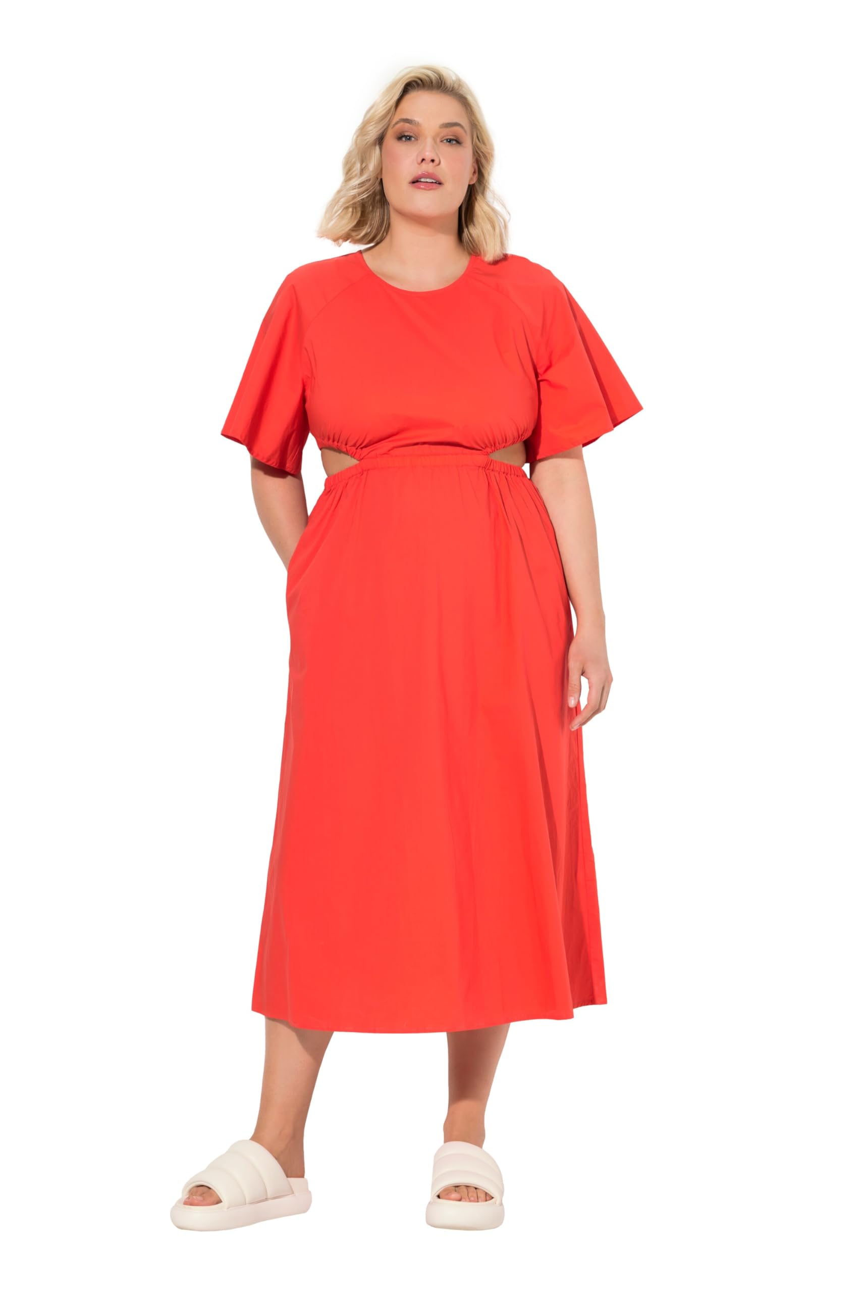 Ulla Popken Damen große Größen Übergrößen Plus Size Maxikleid, Cut-Outs, Rundhals, Halbarm 816938