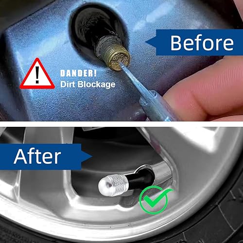 Miniatura 3 de Tapas de válvula de neumático de automóvil, paquete de 4, cubierta de aluminio plateado para neumáticos, cubiertas universales para vástago de