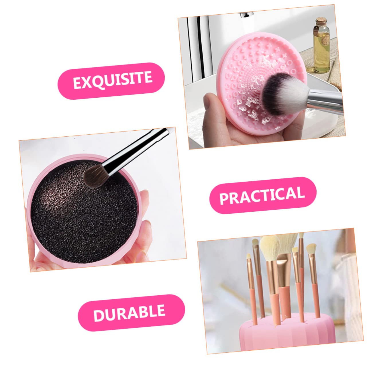 MAGICLULU 4 Stück Reinigungsbox für Make-up-Pinsel pinsel reinigungsmatte brush cleansing pad Silikon-Kosmetikpinselreiniger Silikonbürsten-Reinigungspad Make-up Pinsel Bürste Reinigungspad